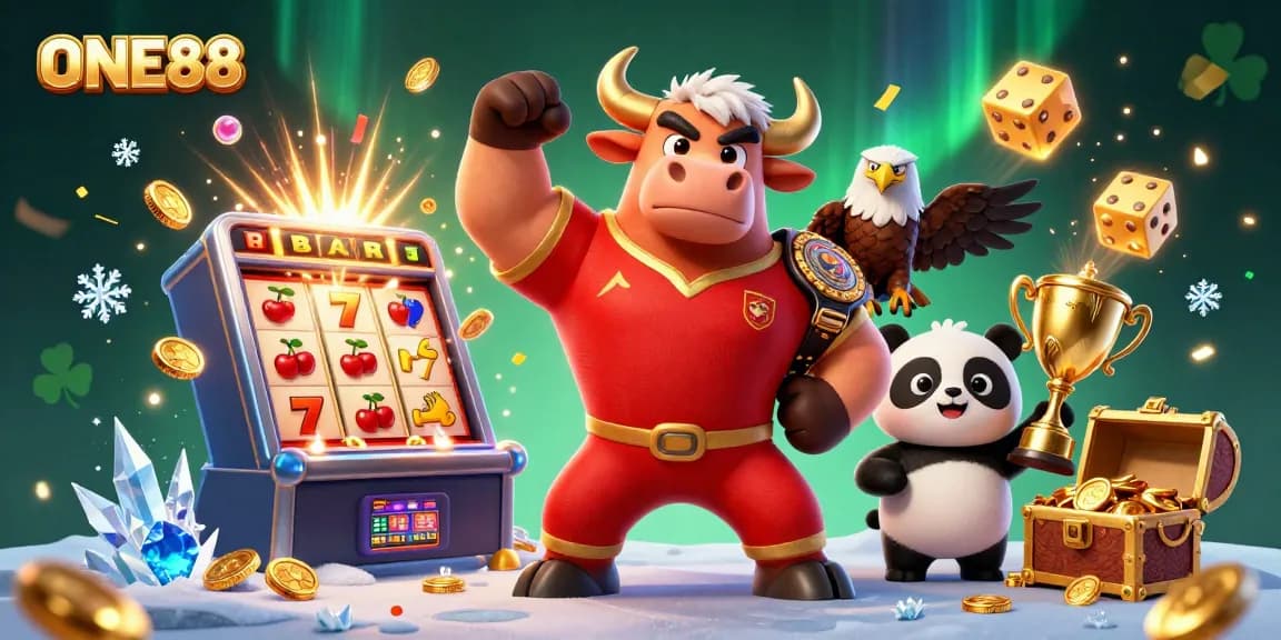 Experience thrilling gaming excitement at ONE88 with vibrant characters and jackpot elements.