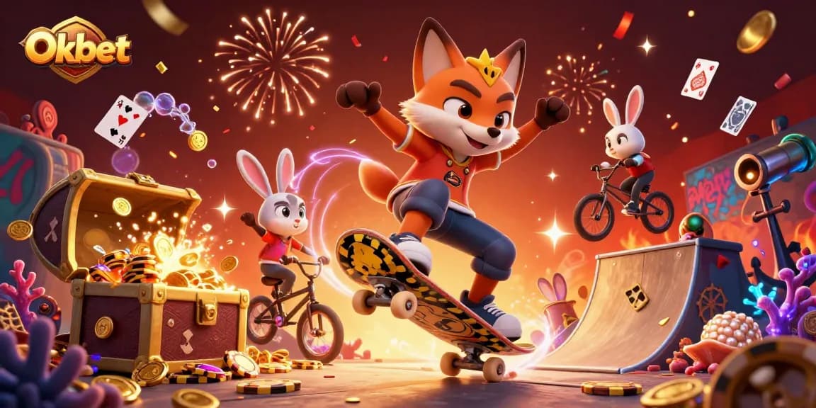 Experience thrills with Oxbet's vibrant casino scene featuring energetic characters and sparkling game elements.
