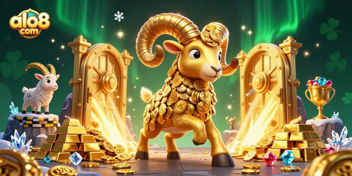 Engage with the excitement of alo8 com's casino world featuring a golden ram charging toward fortune.