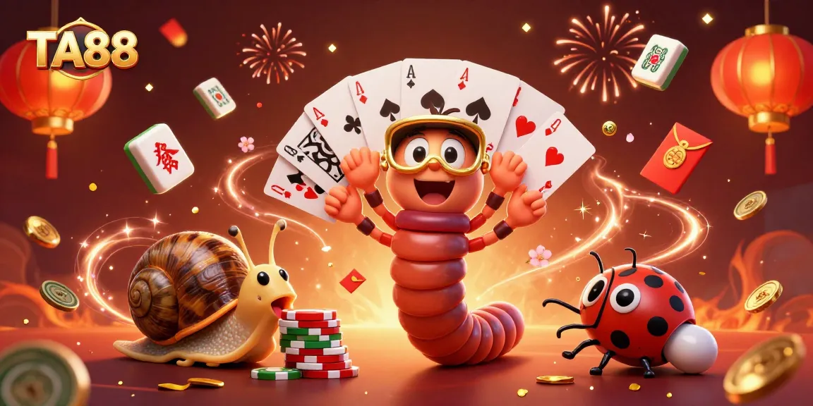 Experience the vibrant TA88 casino atmosphere with a cartoon dealer and high-roller characters.