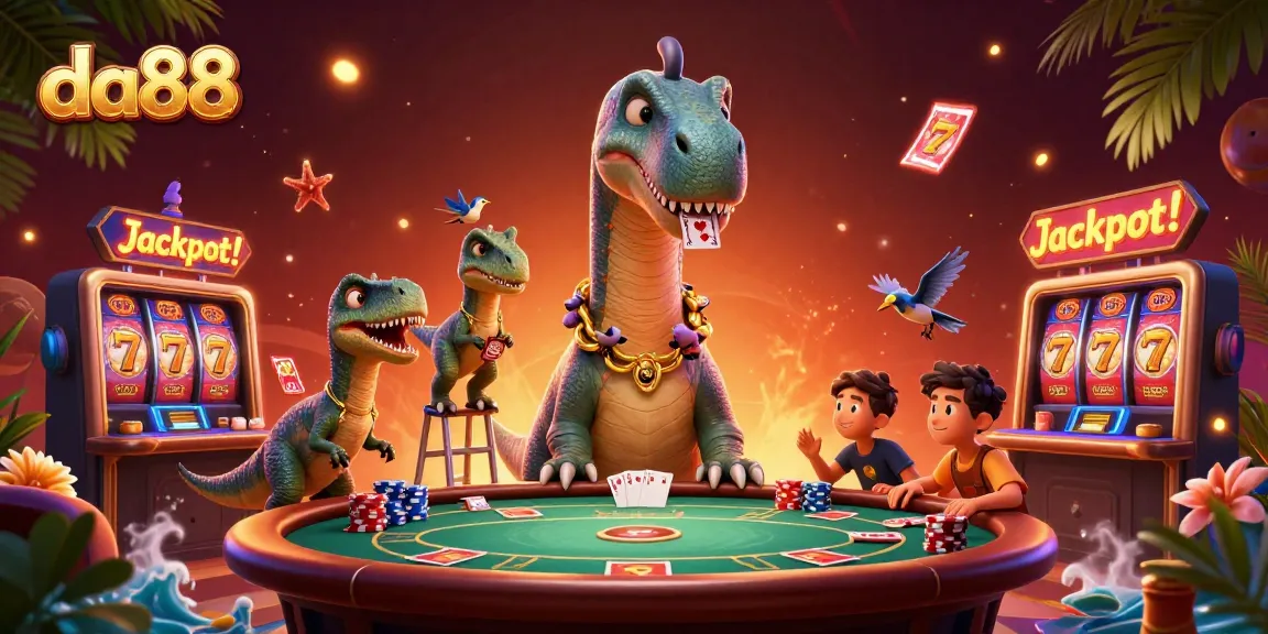 Join the adventure at da88 with vibrant 3D casino fun, featuring dinosaurs and poker excitement.