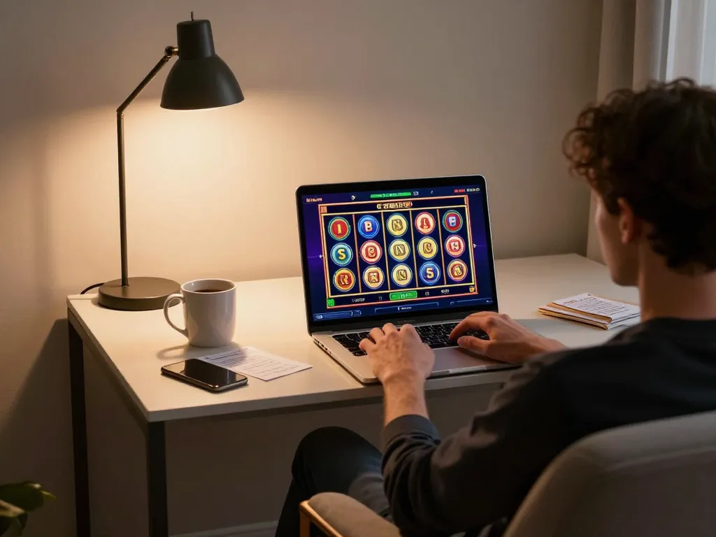 Discover RR88 and spin the exciting reels in a cozy online casino gaming setup.
