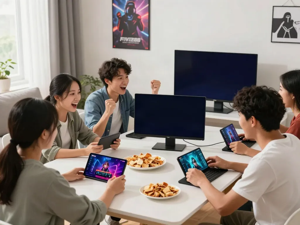 Engaged players enjoying a lively gaming session at FIVE88, showcasing excitement and interaction.