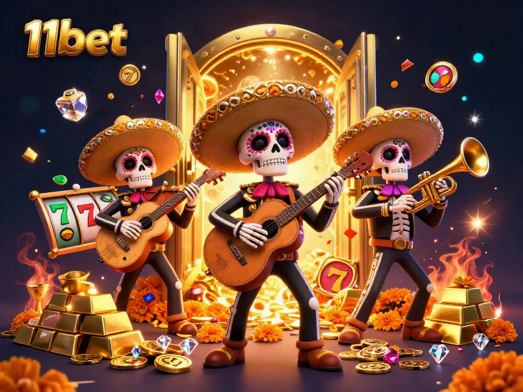 Join the thrilling 11bet mariachi band in a vibrant 3D casino celebration.