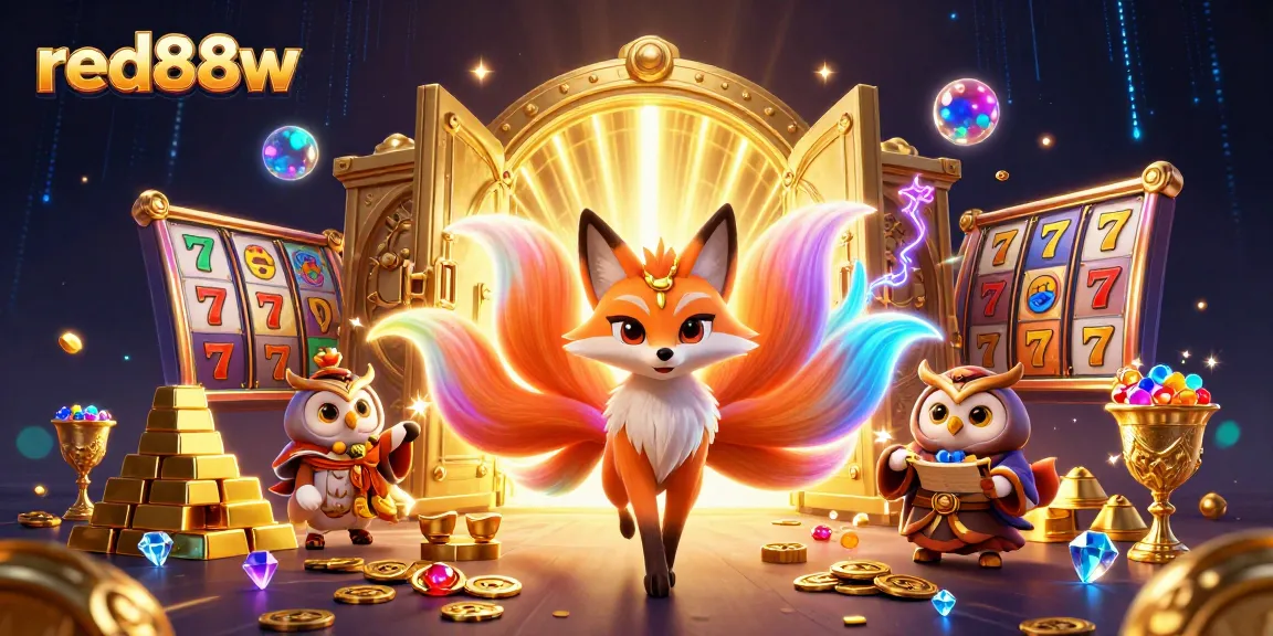 Experience thrilling wins with red88w's vibrant casino games, featuring a mystical fox, owl sage, and enchanted treasures.