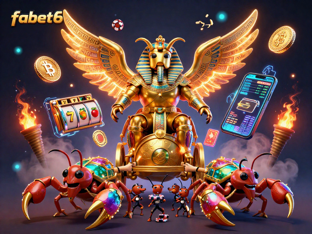 Experience thrilling gameplay at fabet6 with a golden scarab beetle and captivating slot elements!