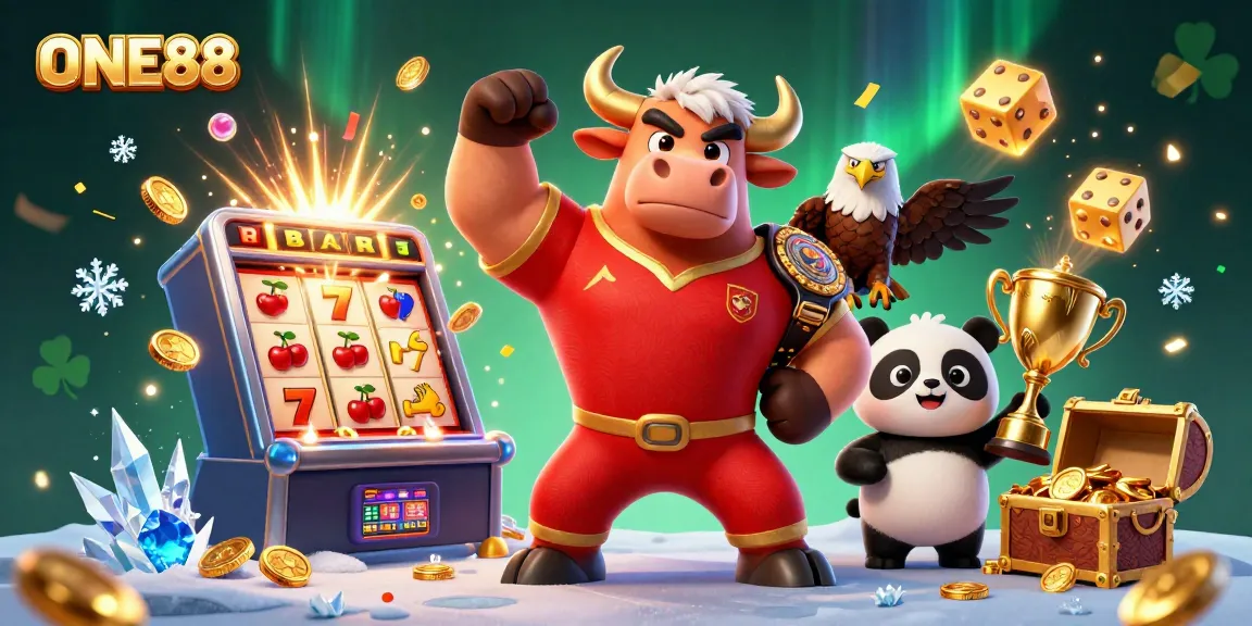Experience thrilling gaming excitement at ONE88 with vibrant characters and jackpot elements.