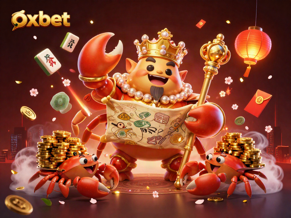 Experience the thrill of gaming with oxbet's golden crab emperor in an immersive casino illustration.