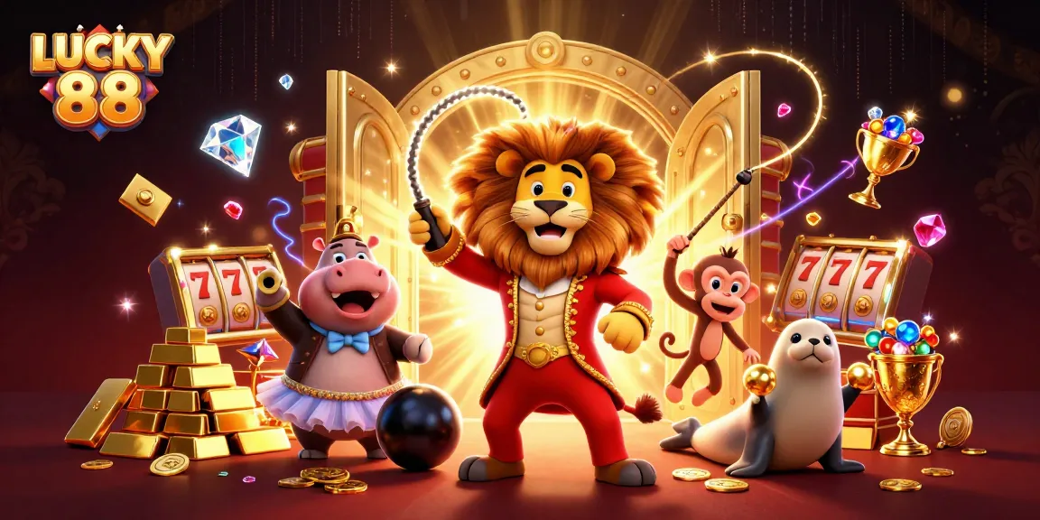 LUCKY 88 offers an exhilarating casino experience with jackpots surrounded by vibrant elements and characters.