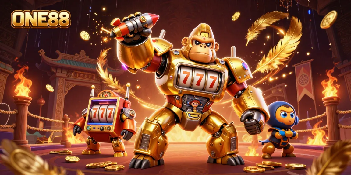 Engage with ONE88's thrilling gaming experience featuring a dynamic mech and immersive elements.