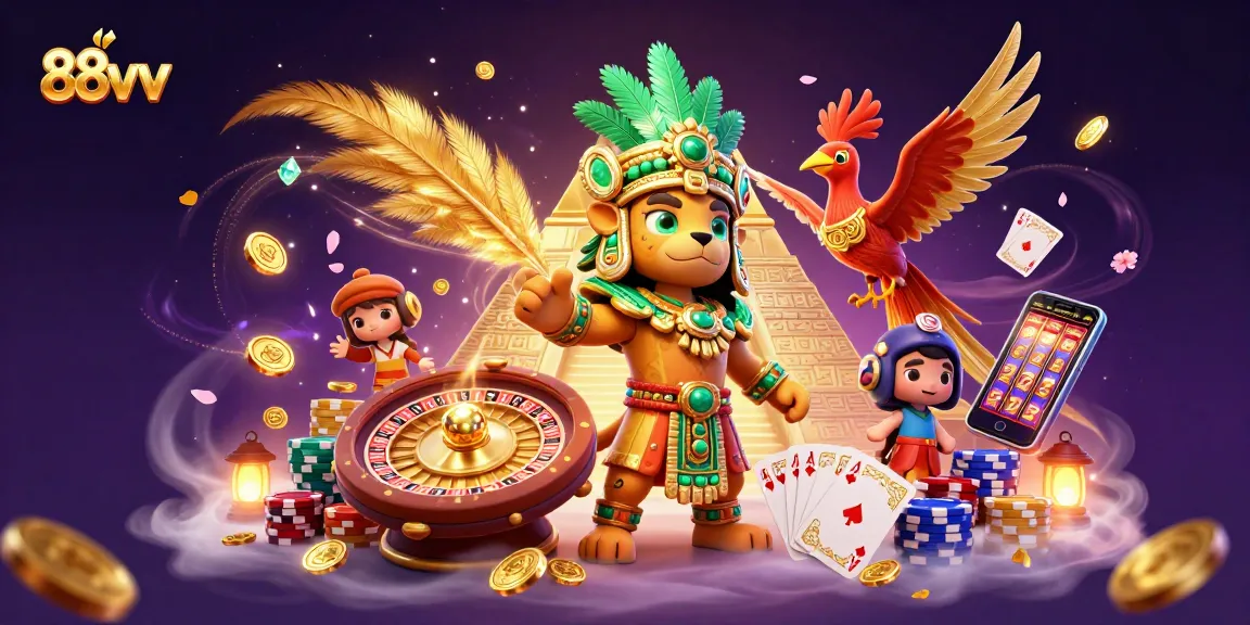 Experience exciting gameplay at 88vv with dynamic casino elements, energetic characters, and vibrant visuals.