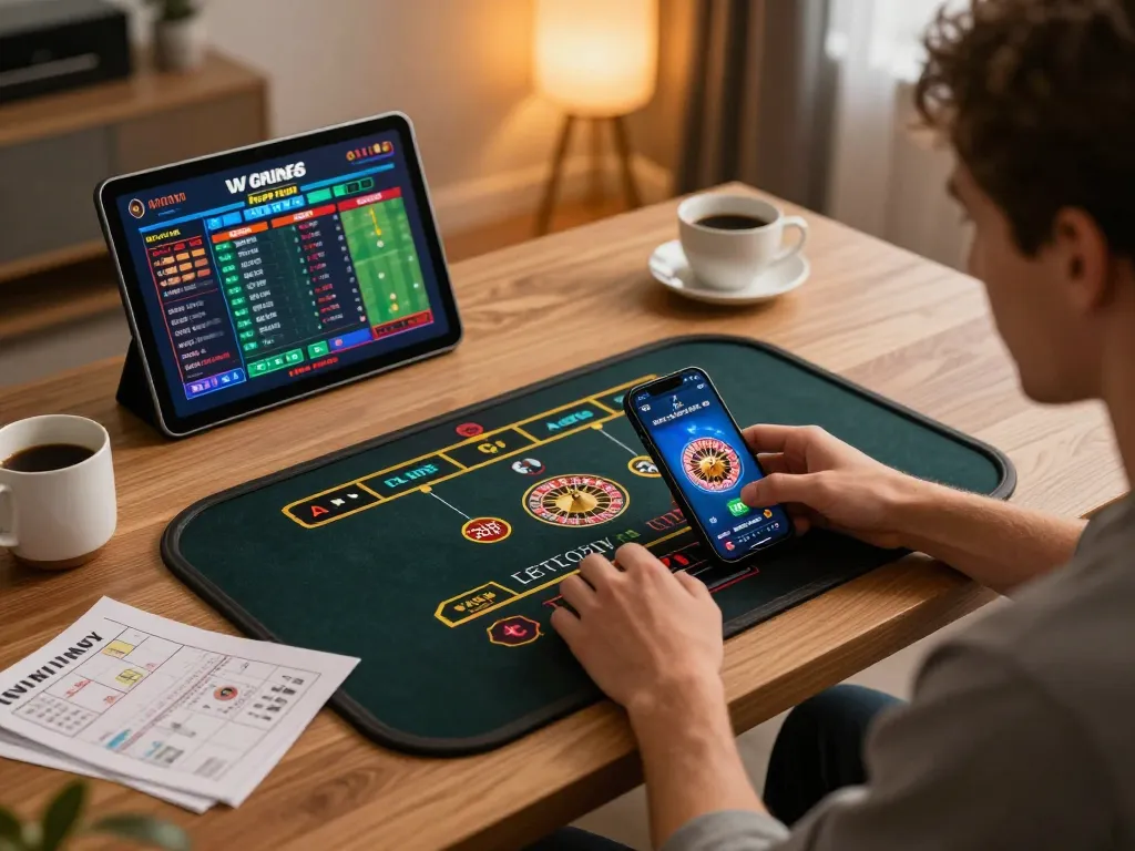 Engaging with qq88 to mobile casino app during a cozy home gaming session.