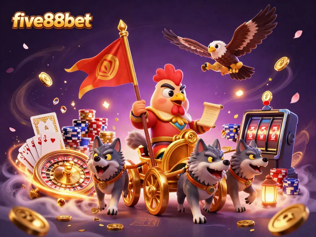 Experience the exciting gaming world of five88bet with colorful coins and casino elements