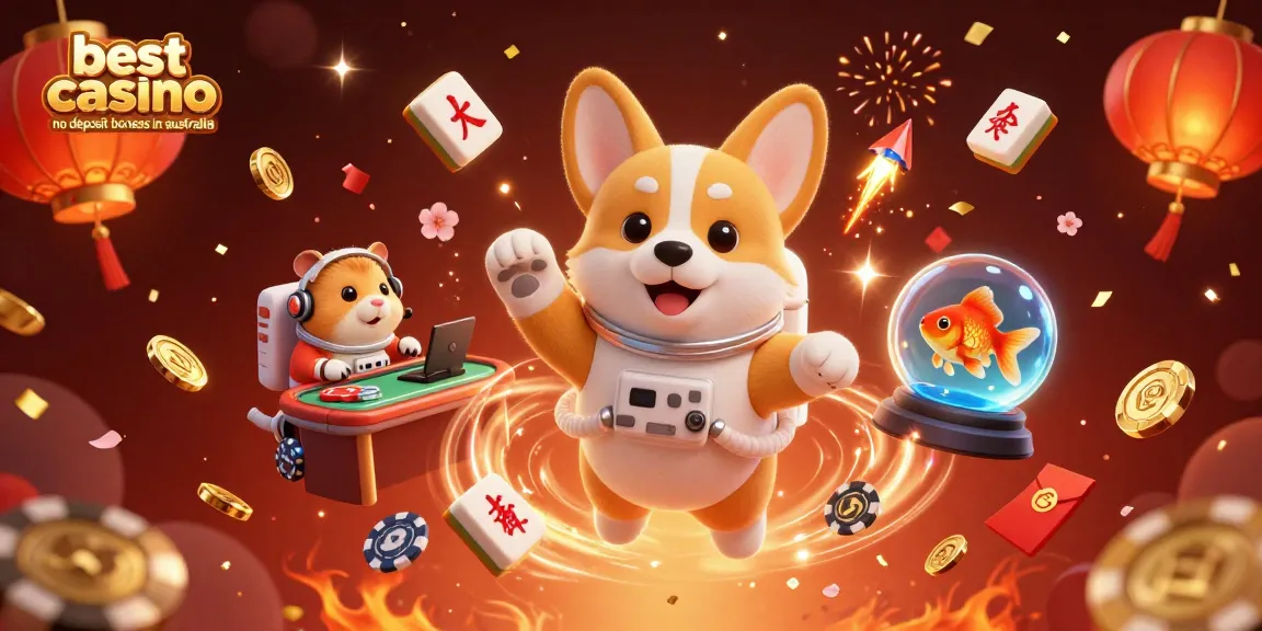 Experience the best casino no deposit bonuses in australia with festive 3D casino characters in a dynamic space setting.