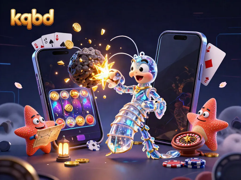 Experience kqbd action with a galactic samurai mantis shrimp amidst exploding gems and coins.