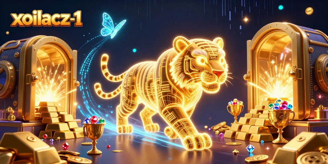Xoilacz-1 showcases a neon tiger in a vibrant casino environment, capturing the thrill of winning.