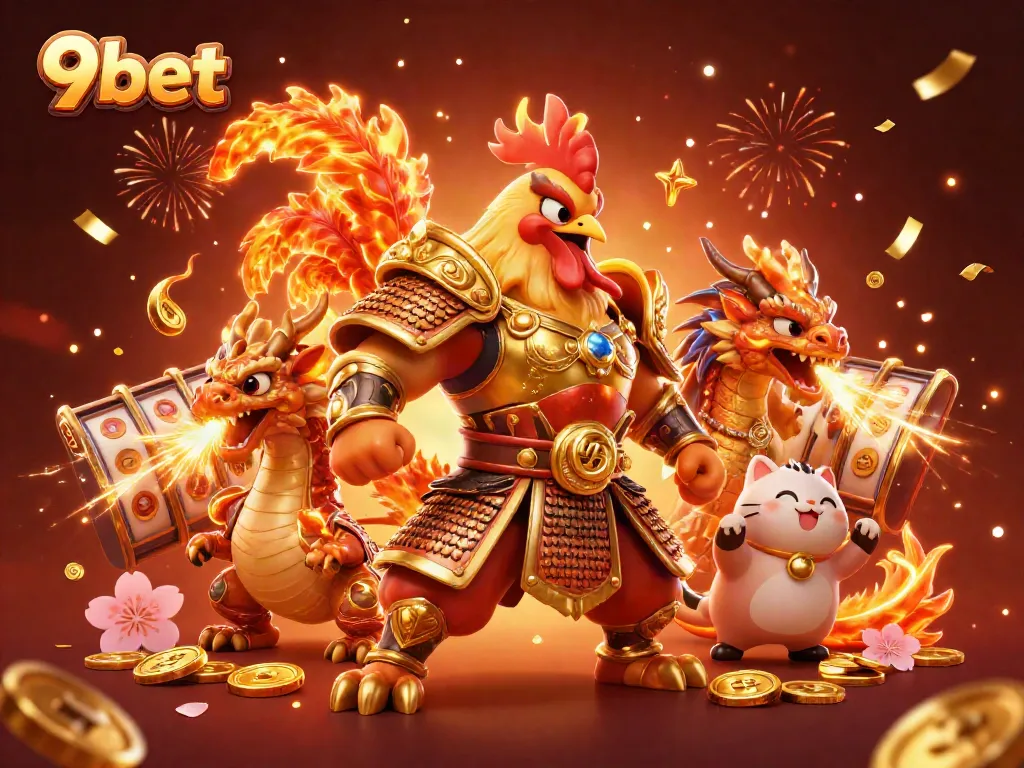 Win big with 9bet while engaging in thrilling casino games featuring vibrant characters and elements.