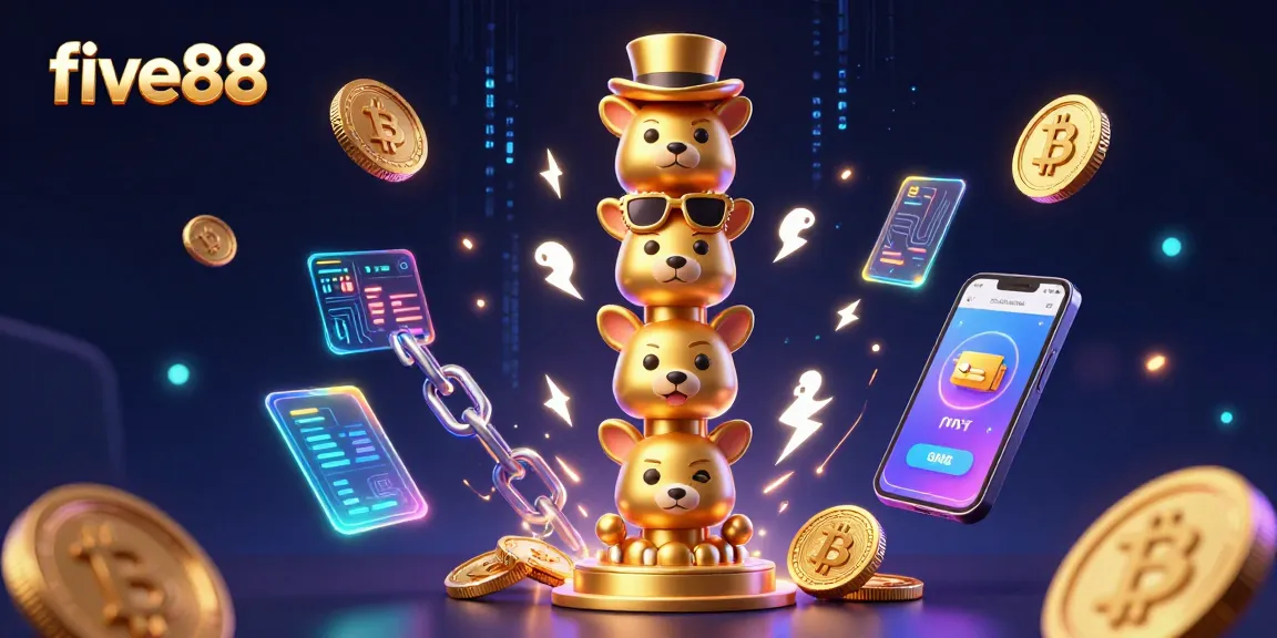Capture thrilling gaming moments at five88 with vibrant 3D illustrations showcasing casino elements.