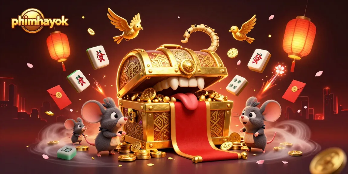 Engage with phimhayok's vibrant casino world through animated treasures and festive elements.