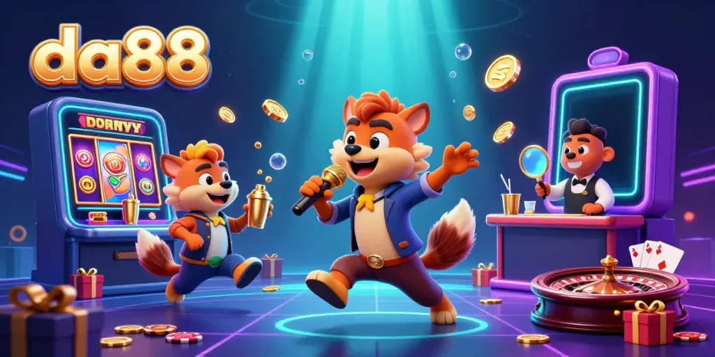 Experience the vibrant da88 comedy casino club with hyenas and dynamic gaming elements, highlighting slots and entertainment.