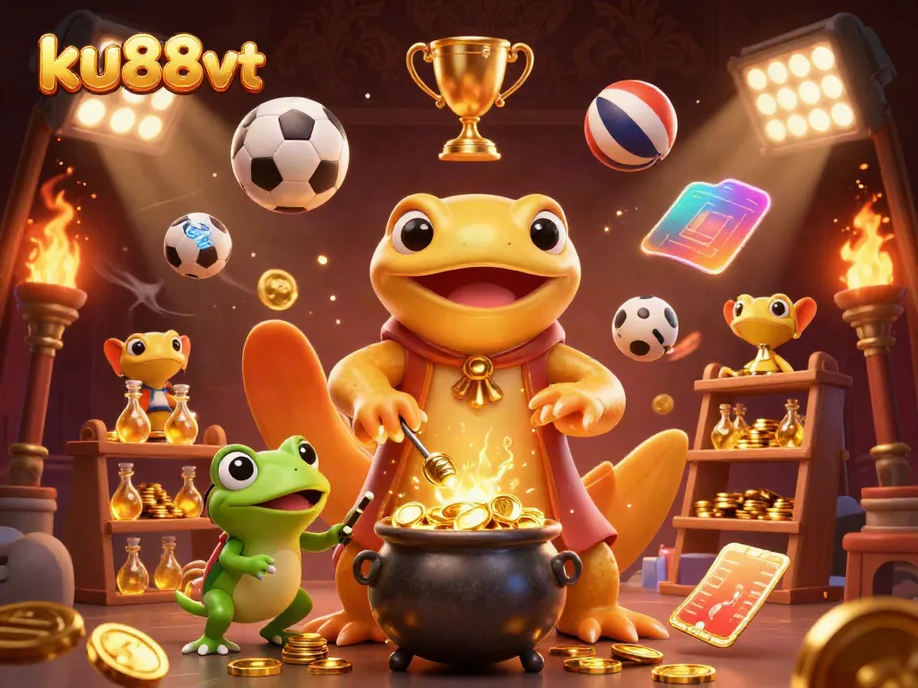 Experience thrilling gameplay with ku88vt's dynamic casino elements in a rich 3D scene.