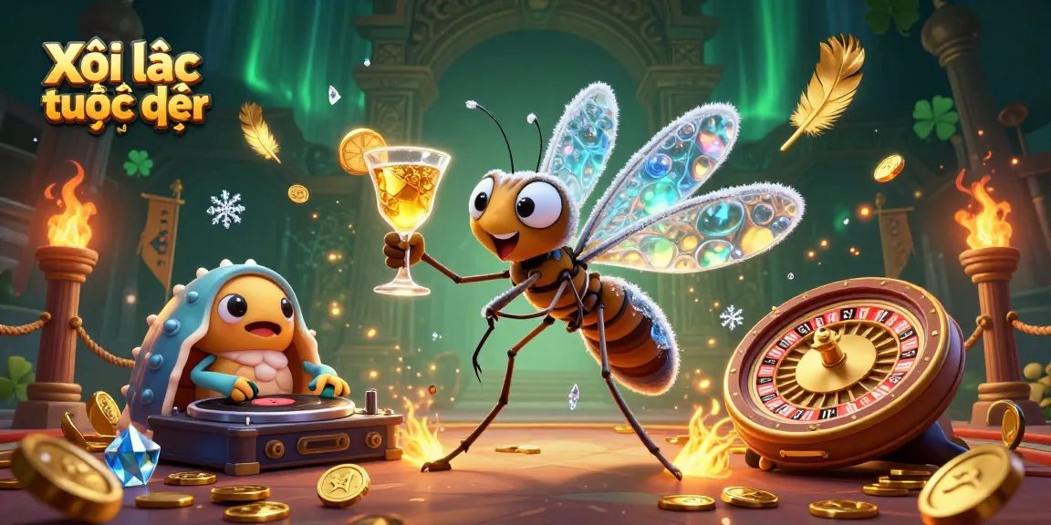Xôi lạc trực tiếp showcases thrilling casino action with vibrant characters and a golden roulette wheel.