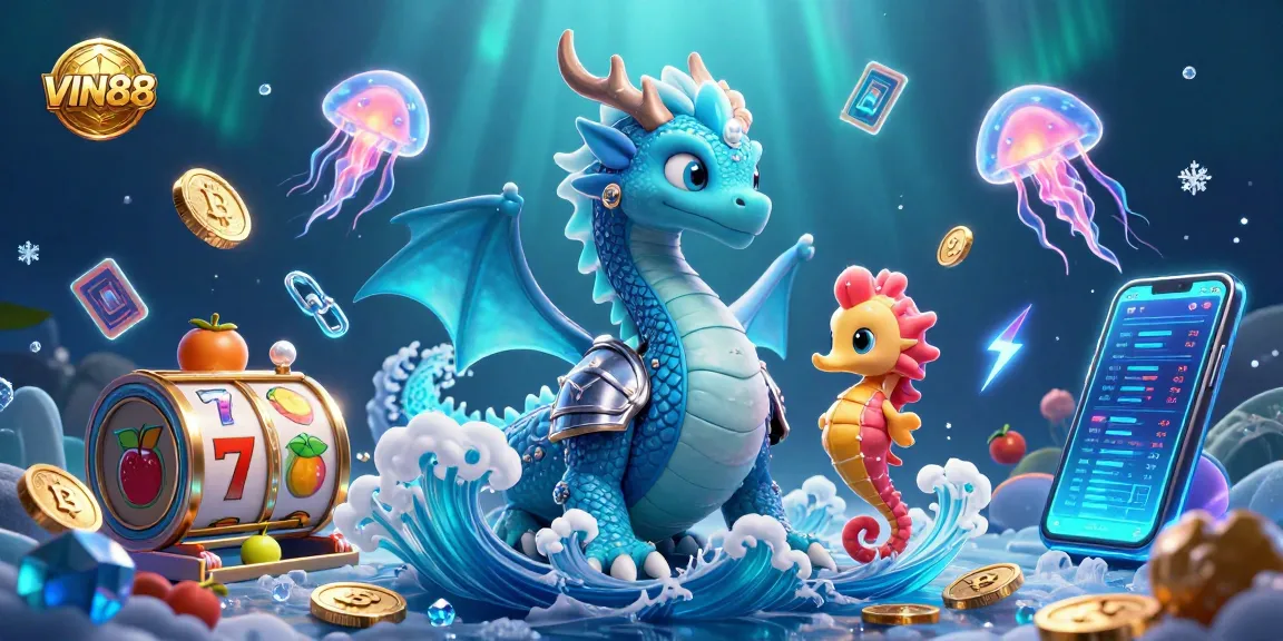 Experience dynamic gaming fun with VIN88, featuring a stunning 3D dragon and exciting slot elements.