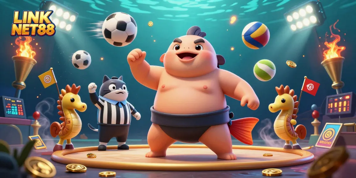 Engage in thrilling gameplay with LINK NET88 by exploring underwater betting adventures in a vibrant casino scene.