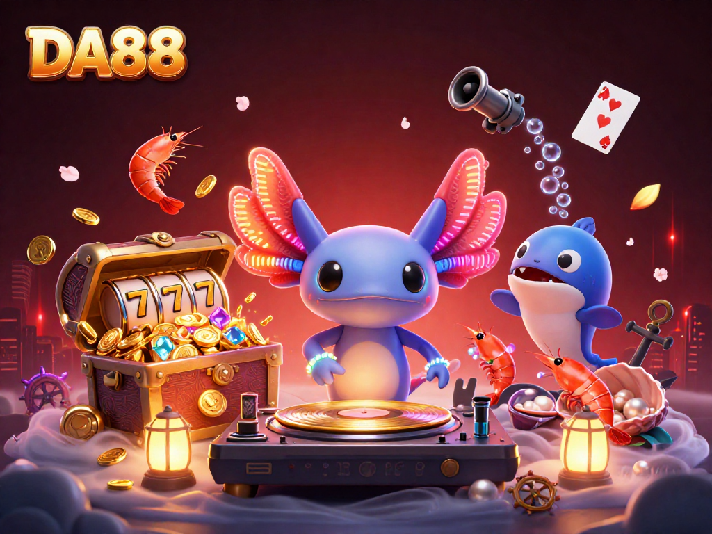 Experience the excitement of DA88 with lively characters in a vibrant underwater casino theme.