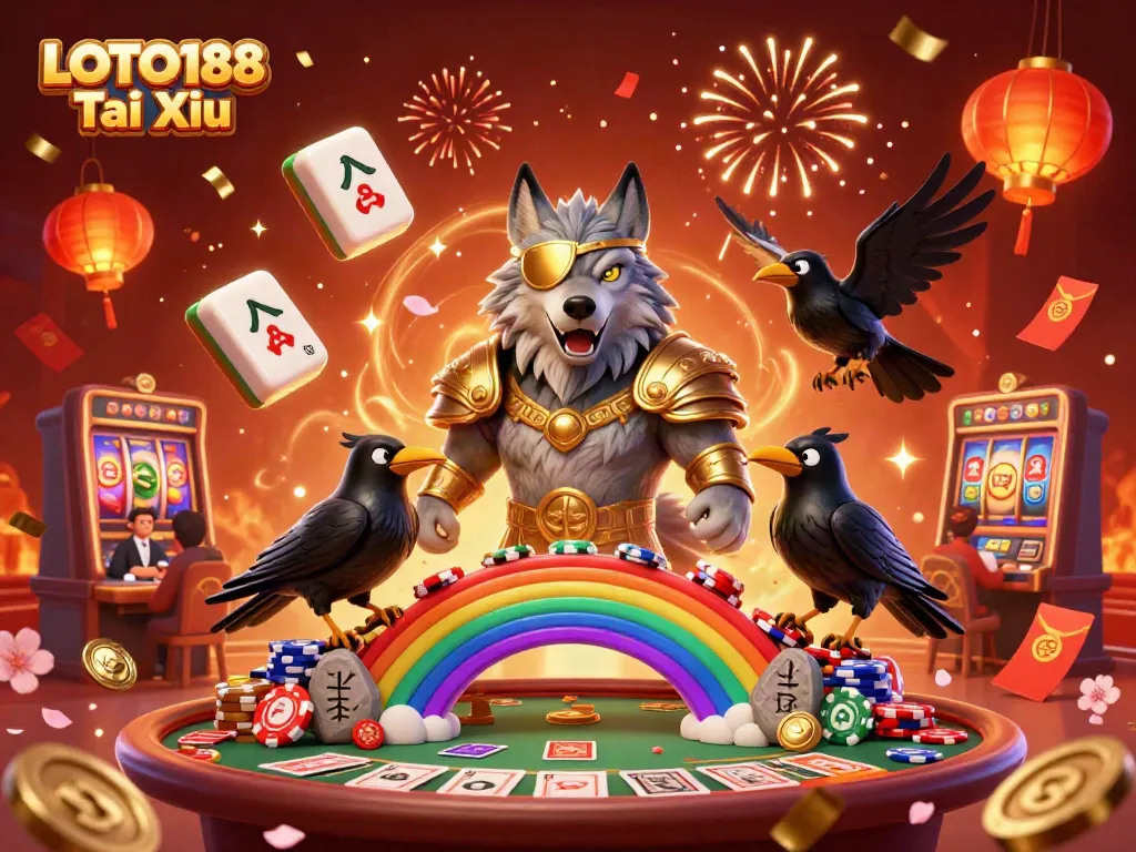 Engage in LOTO188 Tai Xiu with a vibrant illustration depicting a mystical Norse-themed casino scene.
