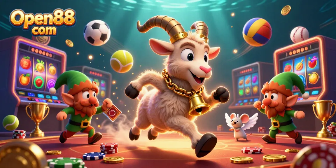 Experience thrilling gaming at Open88 com, where festive characters bring excitement to the casino atmosphere.