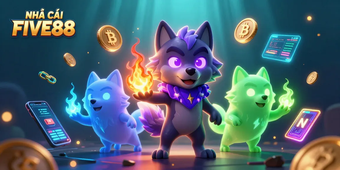 Engage with NHÀ CÁI FIVE88 in this dynamic 3D casino scene featuring immersive gaming elements.