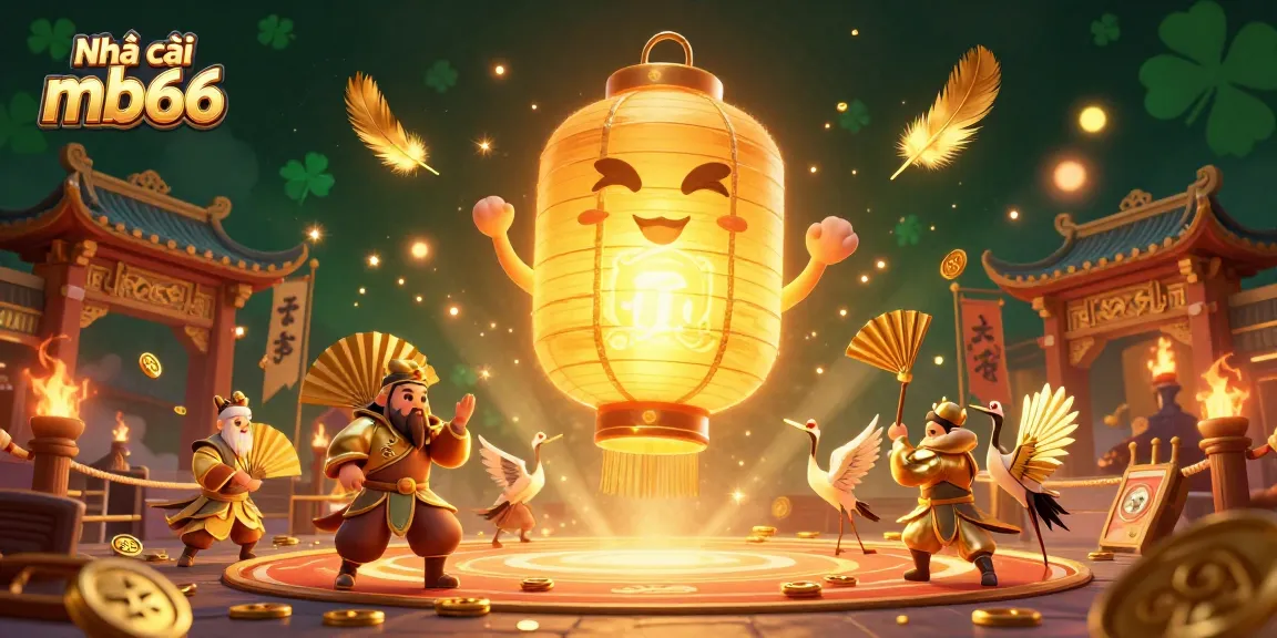 Engage with Nhà cái mb66 through vibrant casino adventures highlighted by a golden lantern spirit.