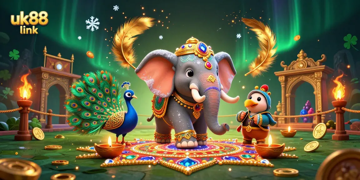 Engage with the uk88 link for thrilling gambling experiences highlighted in a vibrant casino illustration.