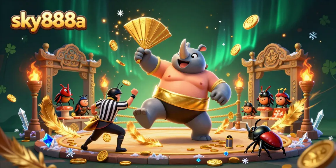 Experience thrilling action at sky888a with a sumo champion beetle winning gold coins.