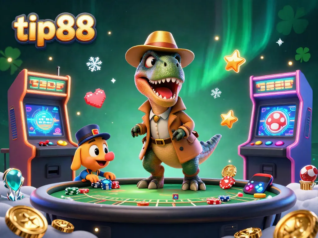 Experience thrilling gameplay at tip88 with a velociraptor card counter in a vibrant casino setting.