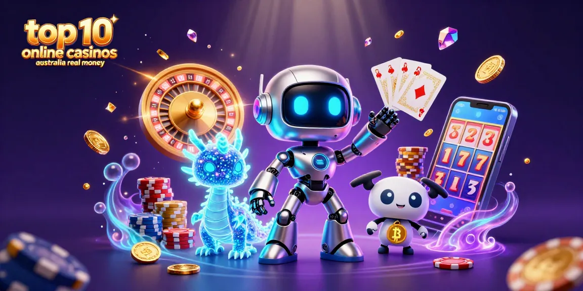 Engage with top 10 online casinos Australia real money through a dynamic 3D casino illustration.