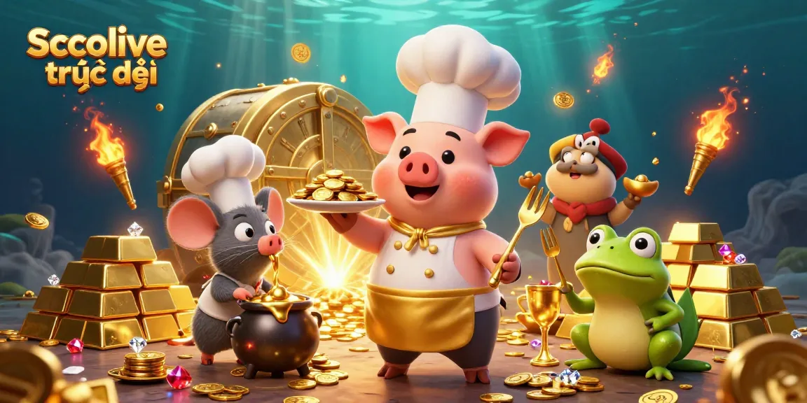 Experience Socolive trực tiếp in a vibrant digital illustration featuring a gourmet-themed casino scene.