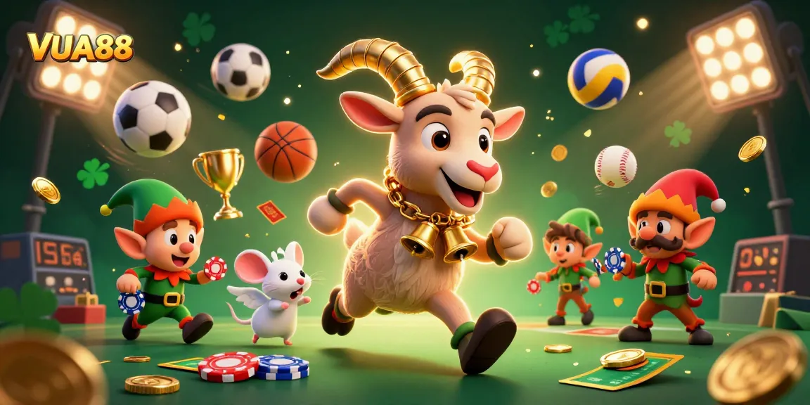 Experience thrilling gameplay at VUA88 with animated characters in a vibrant holiday-themed casino.