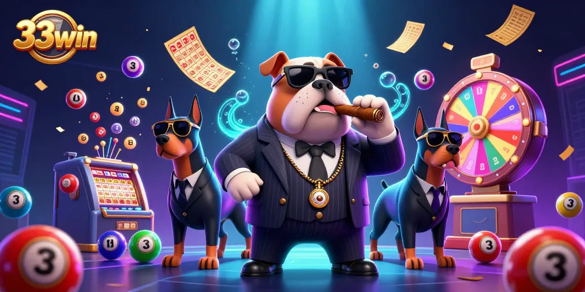 Experience the excitement of 33win with a vibrant 3D casino scene featuring dynamic game elements.