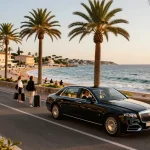 Taxis Saint-Tropez offrant un voyage élégant près de la plage pendant l'heure dorée.