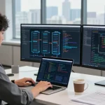 快连 technology framework enables seamless global connectivity in a modern workspace.
