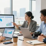Explore business SIM only deals UK in a collaborative office setting with professionals discussing communication strategies.