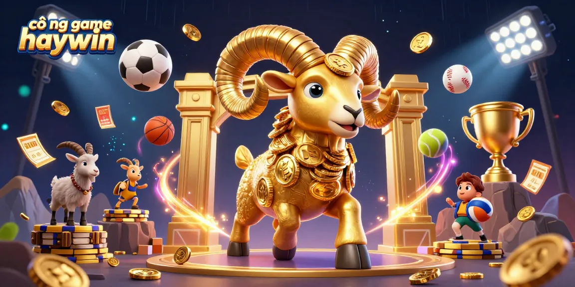 Join the excitement of cổng game haywin with a golden ram charging through a vibrant casino scene.